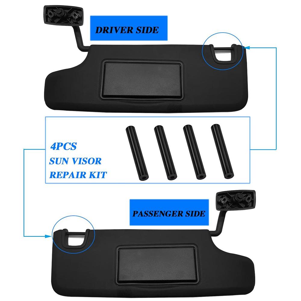 4PCS Sun Visor Repair Kit With O-ring Lube For Jeep Wrangler JK JKU 2007-2017 Repair Tubes Left & Right Side Sunvisor