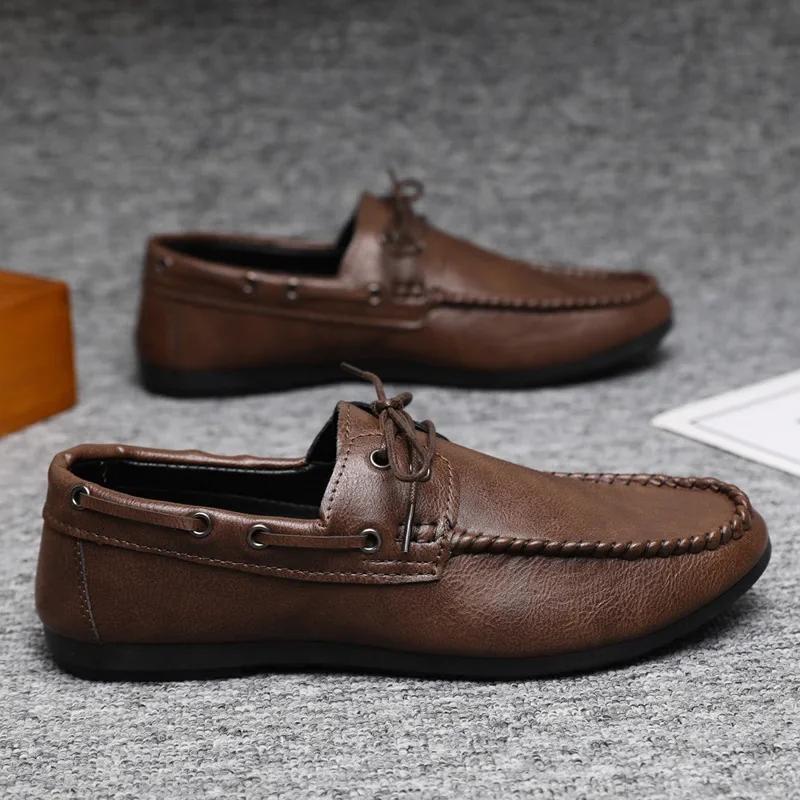 Fashion Breathable Business Men Leather Shoes Summer Slip on Loafers Men Casual Leather Shoe Black Flats Driving Shoes Moccasins Zapatos