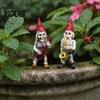 Weather Resistant Yard Art Halloween Skeleton Gnome Musician Resin Figurine, Hand-Painted Gothic Statue with Guitar Unique Gifts for Gardeners