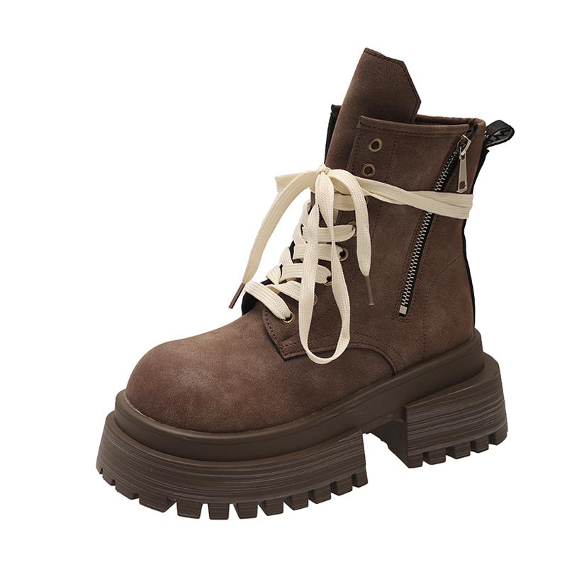 Chunky Platform Women Ankle Boots Designer Leather Shoes Winter 2024 Trend New Fashion Zip Snow Motorcycle Short Botas De Mujer