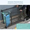 Folding Dog Kennel with Double Door and Lock, 4 Wheels with Brakes and Removable Bottom, 94x58x69.5 cm, Grey