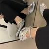 2025 Summer New Hand-woven Roman Shoes Square Head Shallow Mouth Soft Sole Word with Flat Bottom Mary Jane Single Shoes Women