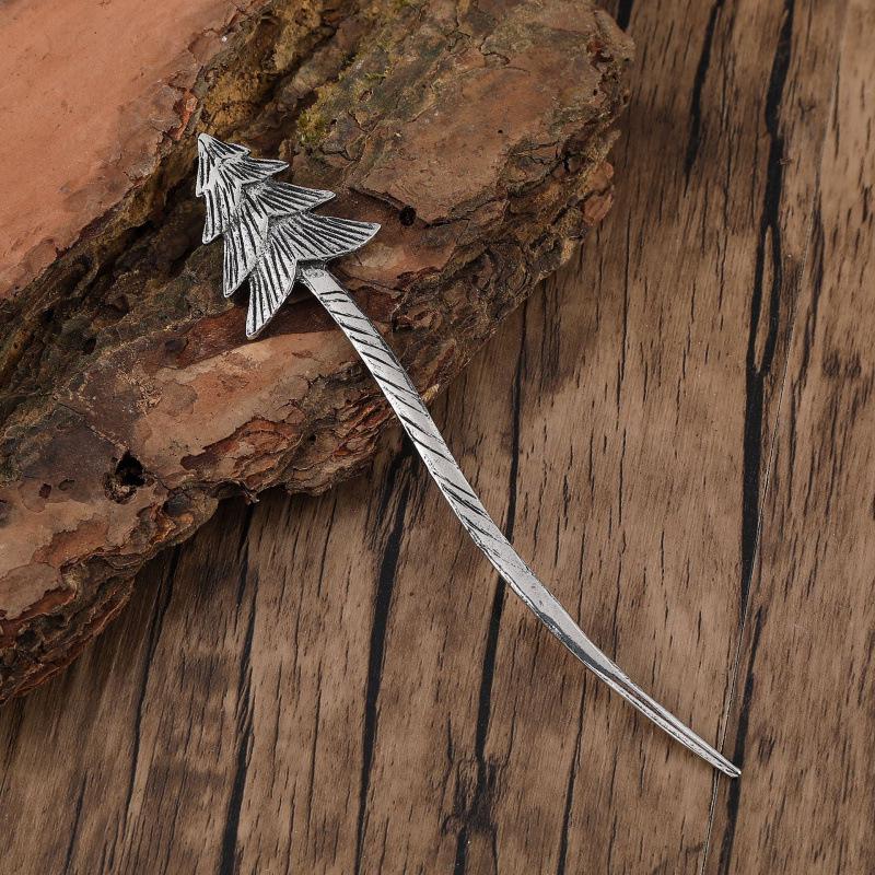 

Норвежская викингская заколка для волос в виде рождественской елки - Ретро-аксессуар для волос для женщин серебряный