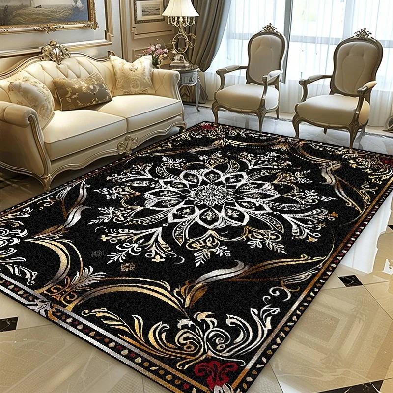 სპარსული შავი ოქროს ფუფუნების ხალიჩა მისაღები ოთახისთვის მისაღები ოთახის ხალიჩები პატარა ხალიჩები საძინებლისთვის ოთახი საძინებელი და ოფისი დივანის ზონა მოცურების საწინააღმდეგო დეკორი