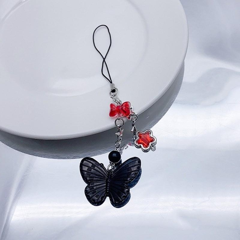 Bowknot Butterfly Heart Phone Charm Straps Car Keys Hanging Pendants Y2K Bag Decoration Lanyard Purse Accessories