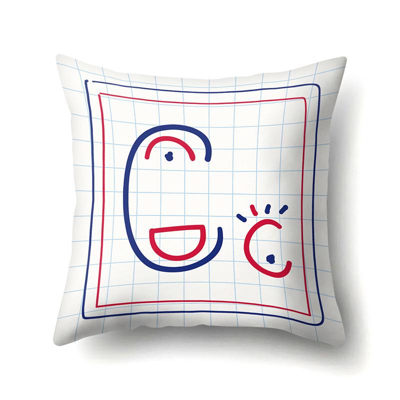 Polyester Pillow Case Decoration Home 26 English Letter Printing Pillow Case British Style Bedside Cushion Cover