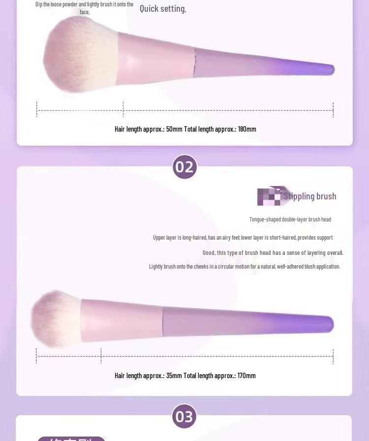 Cross Star Dai Zi 10-Piece Makeup Brush Set: Eyeliner, Nose Shadow, and Beginner Brushes in Milk Purple