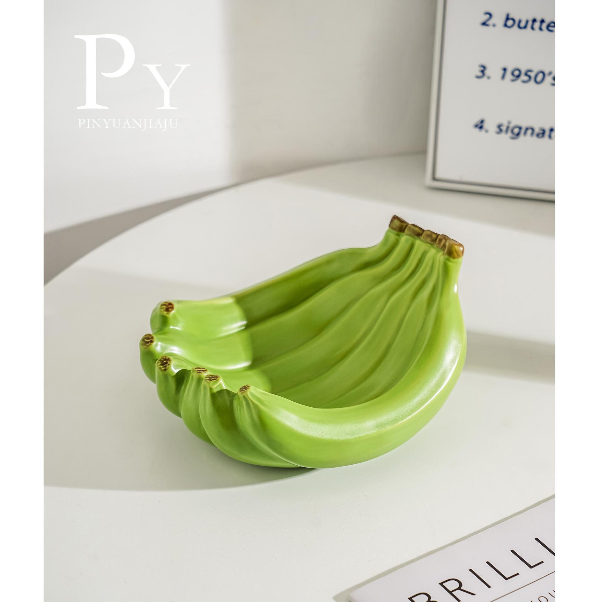 1pc Creative Banana Shaped Fruit Plate Ceramic Snack Plate Dim Sum Bread Storage Plate
