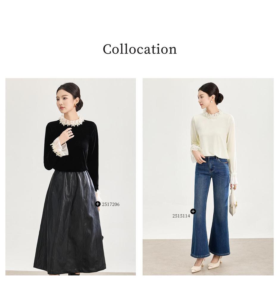 Französische Romantik Chic Spitze Kragen Stoffhemd - Herbst/Winter Stil