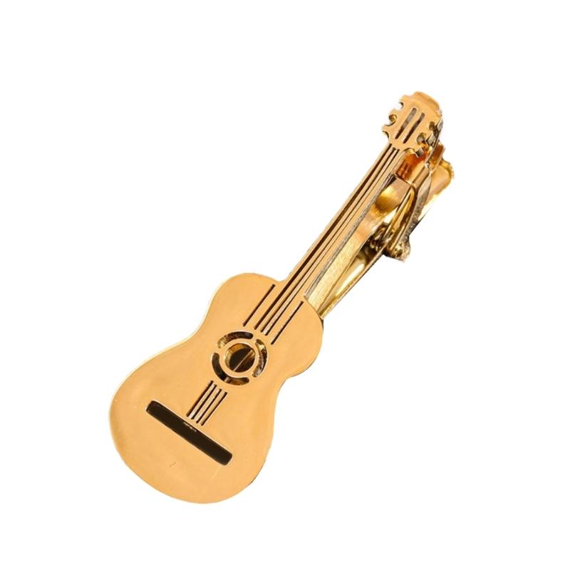 Creative Metal Punk Guitar Tie Clip Instrument Music Note Tie Pin Piano Key Necktie Buckle for Men's Necktie Accessories