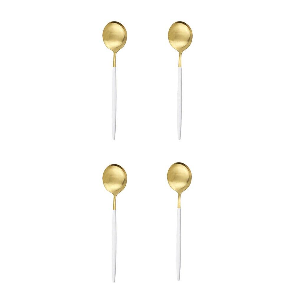 4Pcs Gold Matte Tea Spoon Cutlery Stainless Steel Coffee Spoon Silverware Small Stirring Spoon Tableware Kitchen Flatware