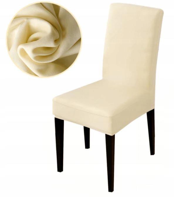 Beige Ecru Smooth Chair Cover Elastic