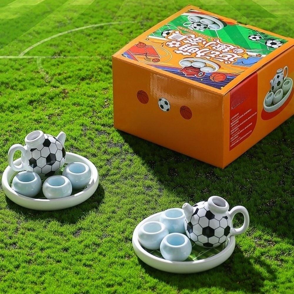 Decoration Mini Ceramic Teapot Sports Style Soccer Shape Teapot Tea Cup Set Home Desk