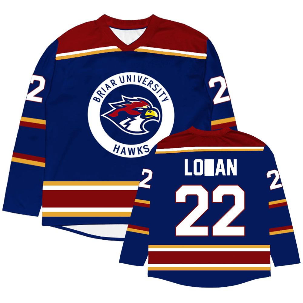 Off Campus Briar University Hockey Jersey Graham 44 22 DI LAURENTIS 66 Tucker46 T-shirt Long Sleeve V-neck Loose Tshirts