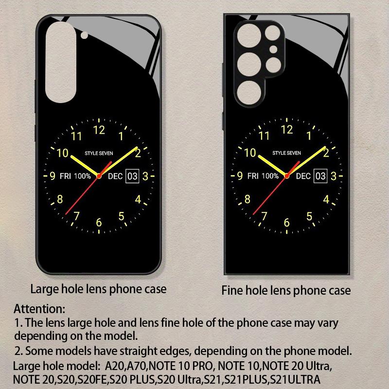 2D Pointer Clock Pattern Mobile Phone Case for Samsung S26 S25 S24 S23 S22 S21 S20 A56 A36 A16 - Glass Protective Cover