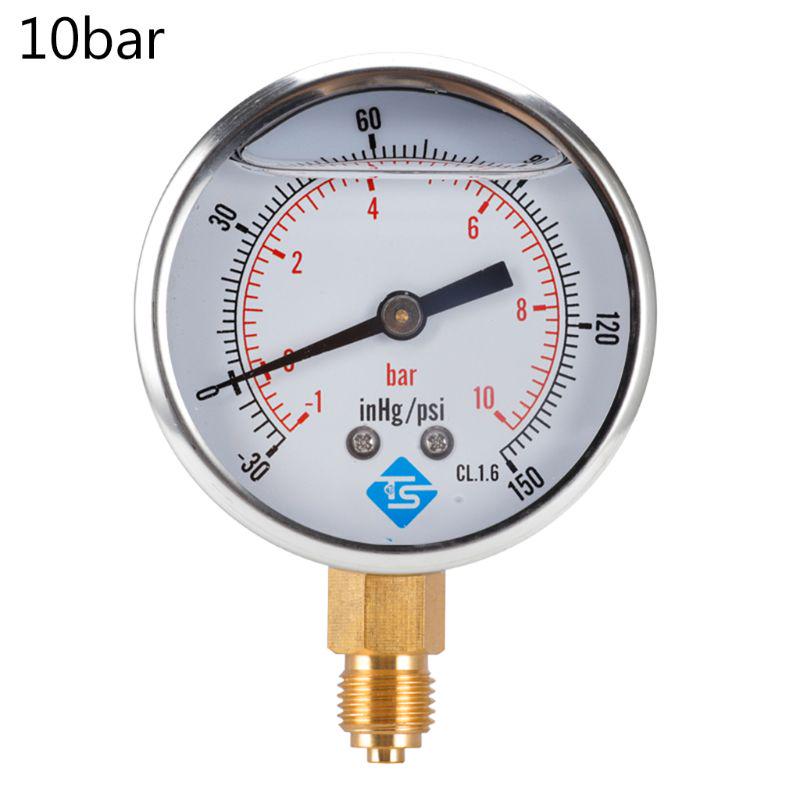 Compound Pressure Vacuum Gauge Glycerine Filled -1/10Bar & -30*Hg 1/4 BSP Bottom Dropship