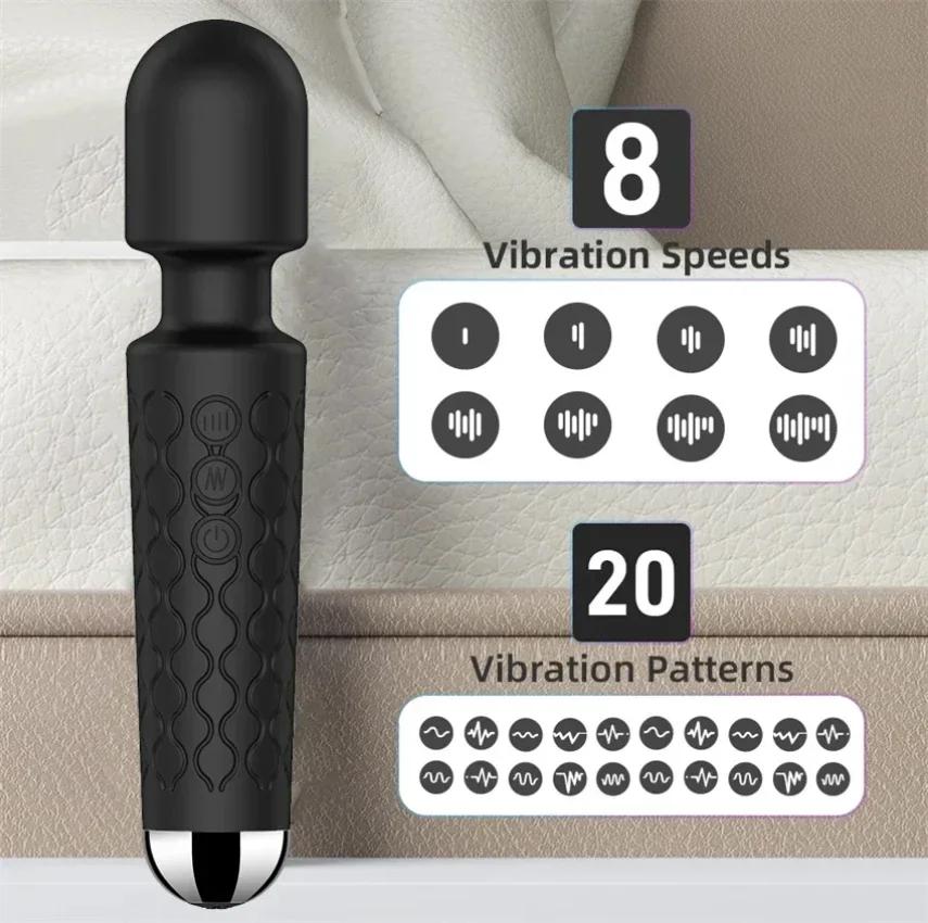 Мощный стимулятор клитора Массажер-вибратор AV Magic-Wand для женщин 20 режимов Стимулятор точки G Дилдо Секс-игрушка Женский мастурбатор Секс-машина