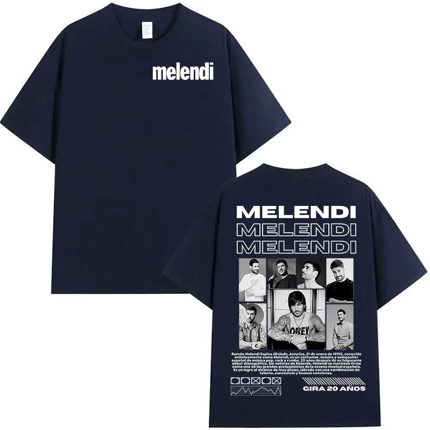Rapper Melendi Tour 2025 New Album Merch Tee Shirt Men's Clothing Hip Hop Oversized T-shirts Vintage High Quality T-shirt Summer