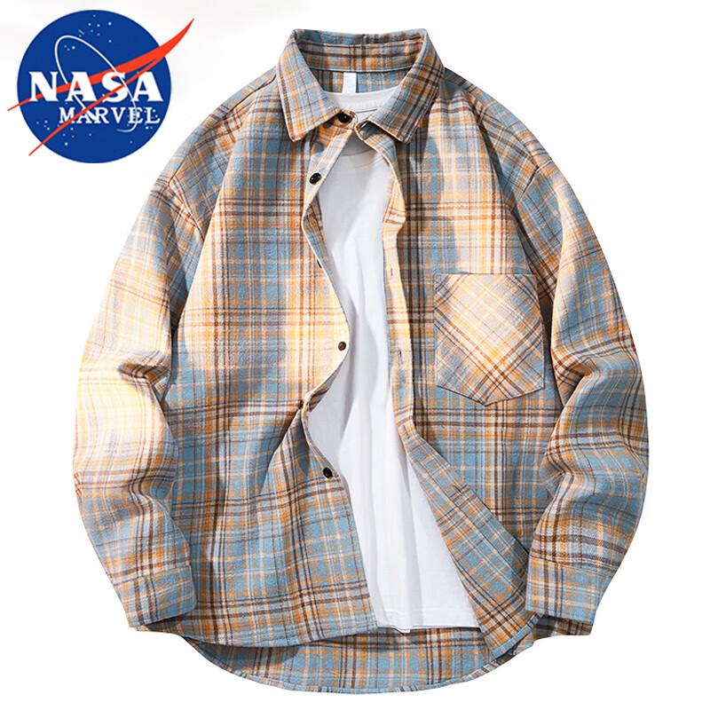 NASA MARVEL Men's Plaid Long Sleeve Shirt