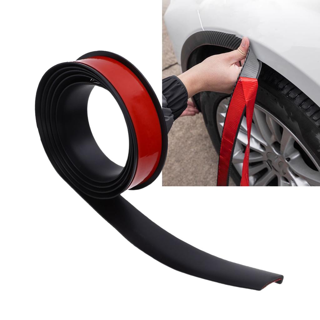 Car Wheel Arch Trim Carbon Fiber Pattern PVC Scratch Proof Car Wheel Eyebrow Anti Collision Strip 3.8 Flat Black Wheel Eyebrows