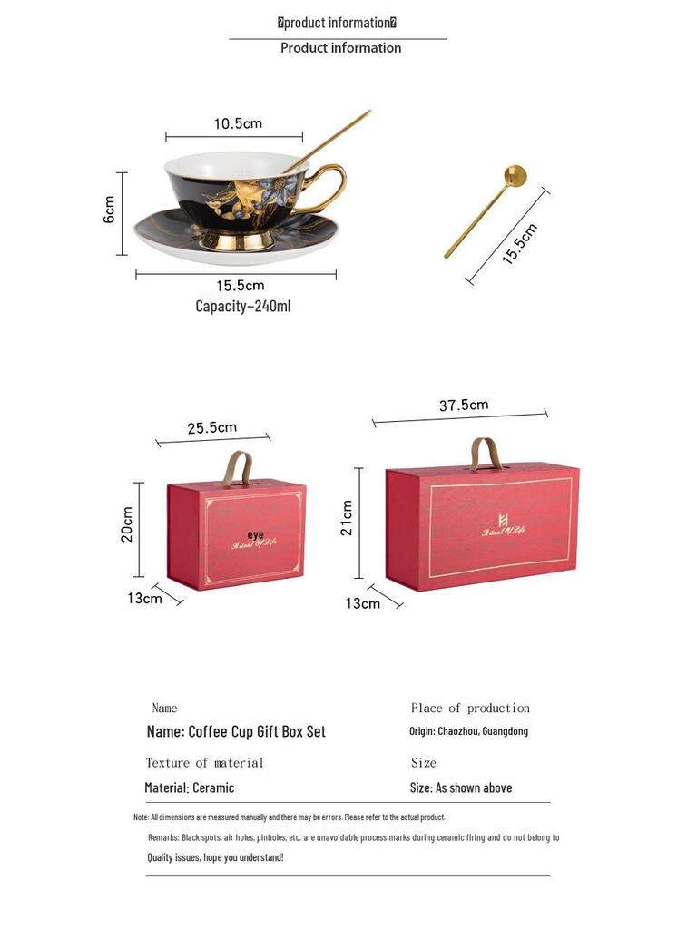 Luxury Retro Bone China Coffee Cup & Saucer Set - Elegant Gift Box, Perfect for Afternoon Tea or Souvenirs