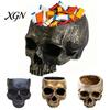 Retro Distressed Skull Decor Planter, Resin Head Flower Pot, Halloween Candy Bowl, Spooky Unique Gothic Gifts Decoration for Tabletop Home Bar Office