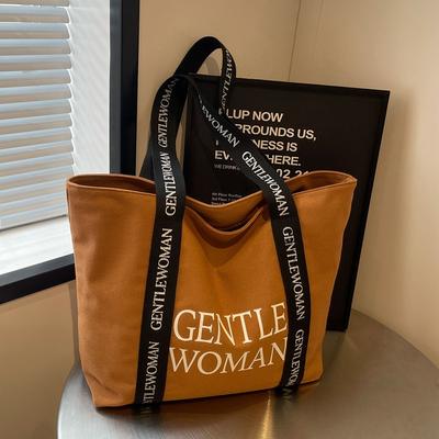 Torba płócienna w nowym stylu z nadrukiem dużych liter, casualowa i modna torba na ramię