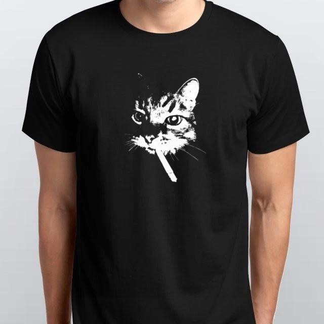 American Street Smoking Cat Retro Trendy TSHIRT S M L XL XXL 3 4 XL Black S