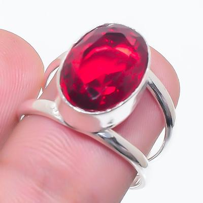 Granat Ädelsten 925 Sterling Silver Smycken Ring Storlek 6.5