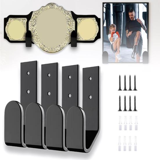 4Pcs Wrestling Championship Belt Holders Wall Mount WWE Belt Hanger Adults Kids Title Belts Organizer Horizontal Belt Holder for Wall Display Decor