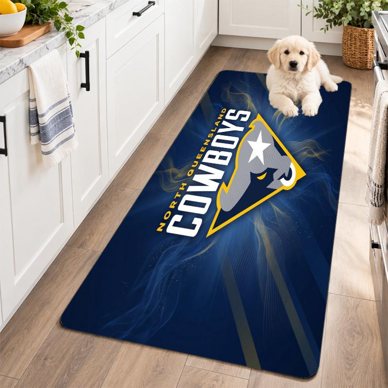 Flannel Kitchen Mat North Queensland Cowboys Soft Area Rug Non Slip Floor Carpet Home Decoration