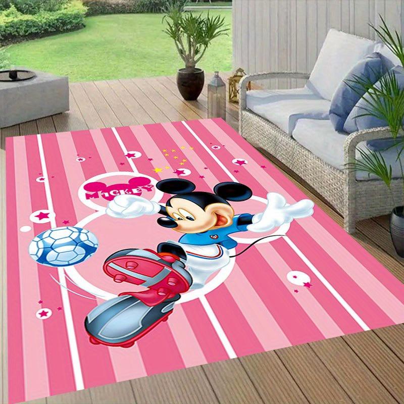 1 alfombra de área de Mickey y Minnie, alfombrilla antideslizante para el suelo, diseño de personaje de dibujos animados, terciopelo suave, decoración de habitación, lavable