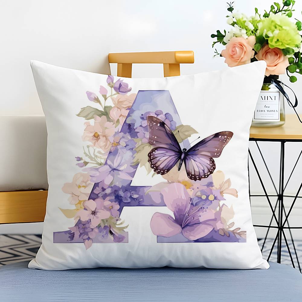 Creative Letters Floral Print Pillow Case Printed Brushed Fleece Pillow Baby Skin-Touch Eco-Friendly Dye-Sublimat