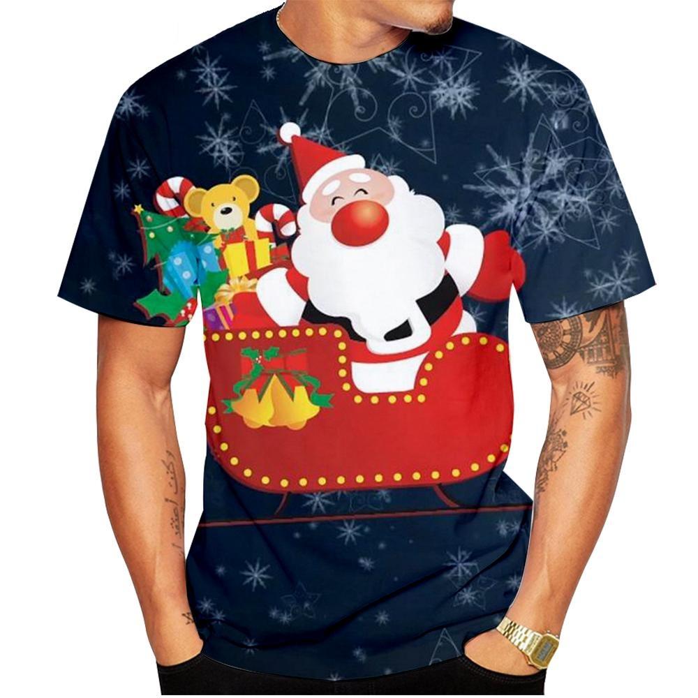 New Fashion Men's Women's T-Shirt Santa Claus Casual 3D Printed Summer Hip Hop Round Neck Cool Christmas Kids Short Sleeve