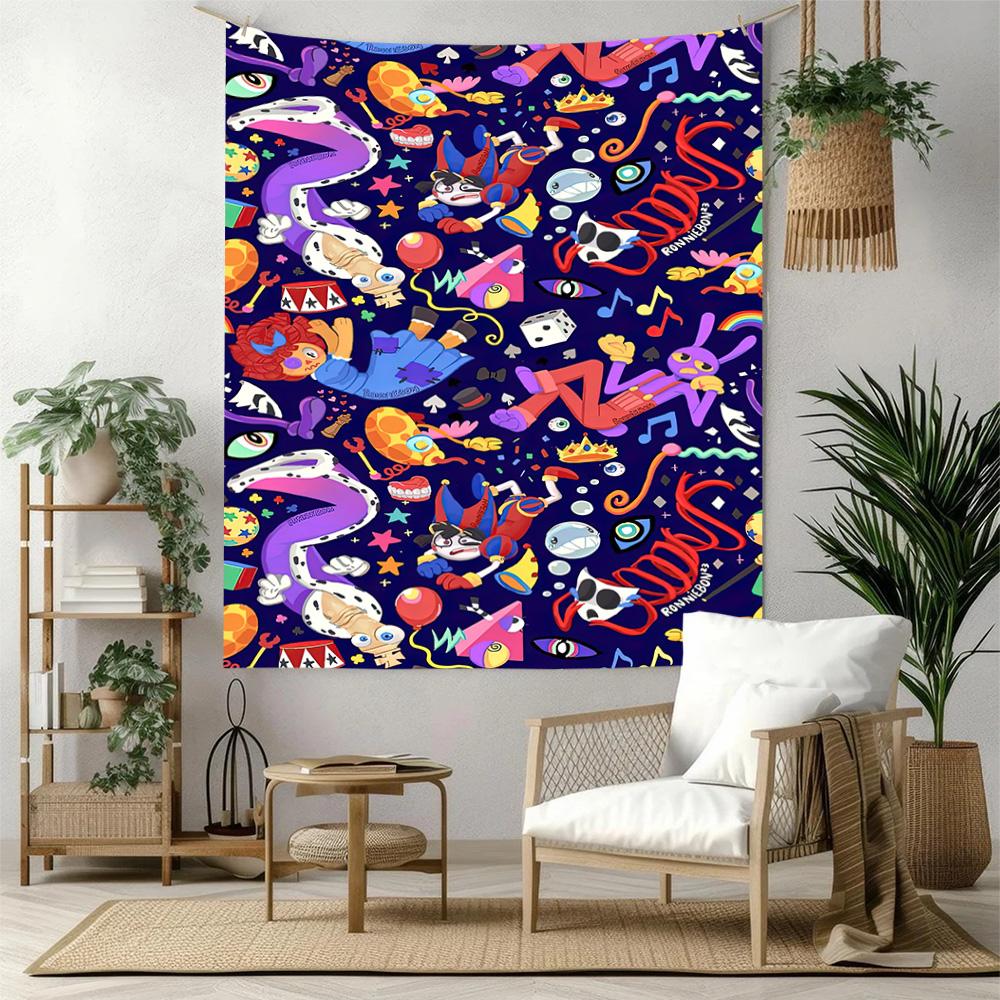 Digital Circus Wall Decor Tapestry Art For Pet Memorial Birthdaywedding Party Backdrop Family Gift