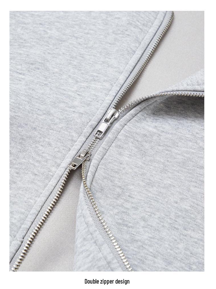 Heavyweight Unisex Oversized Double Zipper Hoodie – 2025 Autumn Color Block Trend