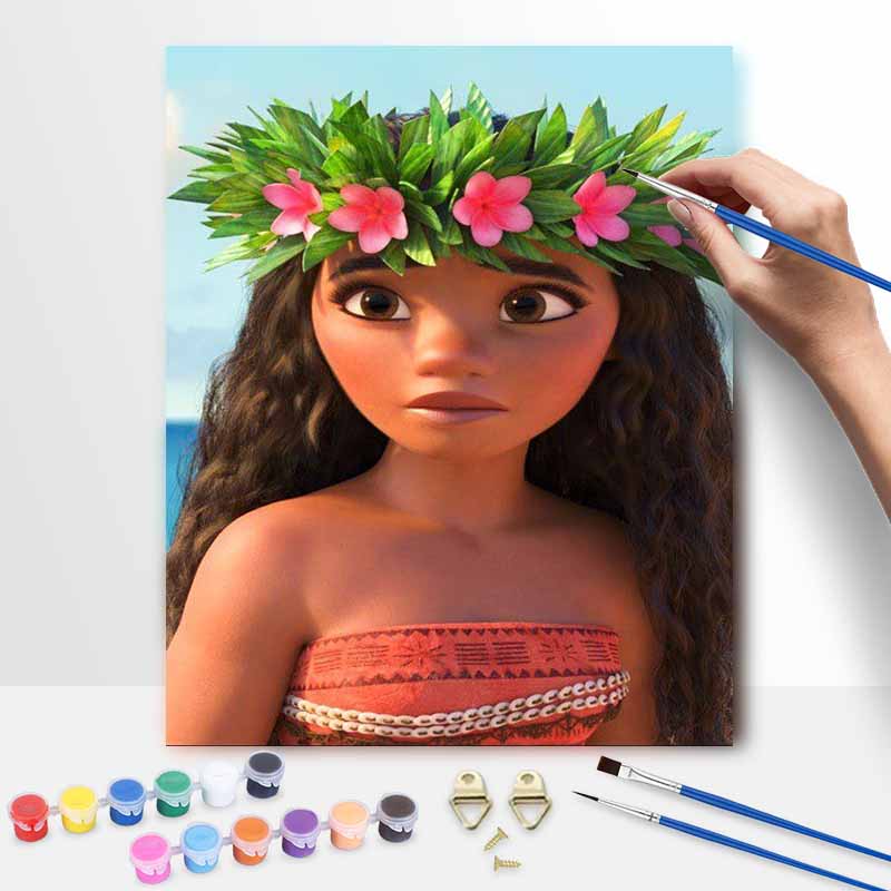 Disney Moana Flower Crown Paint By Number Kit Number Drawing Canvas DIY Picture Home Decor Art Craft Wall Gift Set For Adults Decor