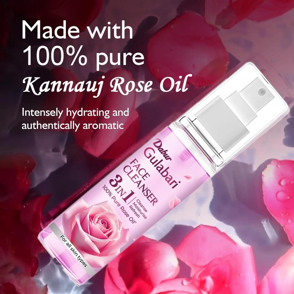 Dabur Gulabari Rose Glow Face Cleanser 100 Ml Pack Of 1, Hydrating Toner & Moisturizer