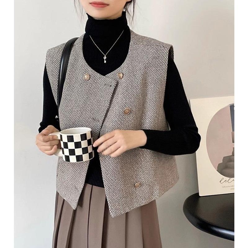 Fashion Sleeveless Jacket Vest for Women, Elegant Short Coat  Autumn Outfit Coat