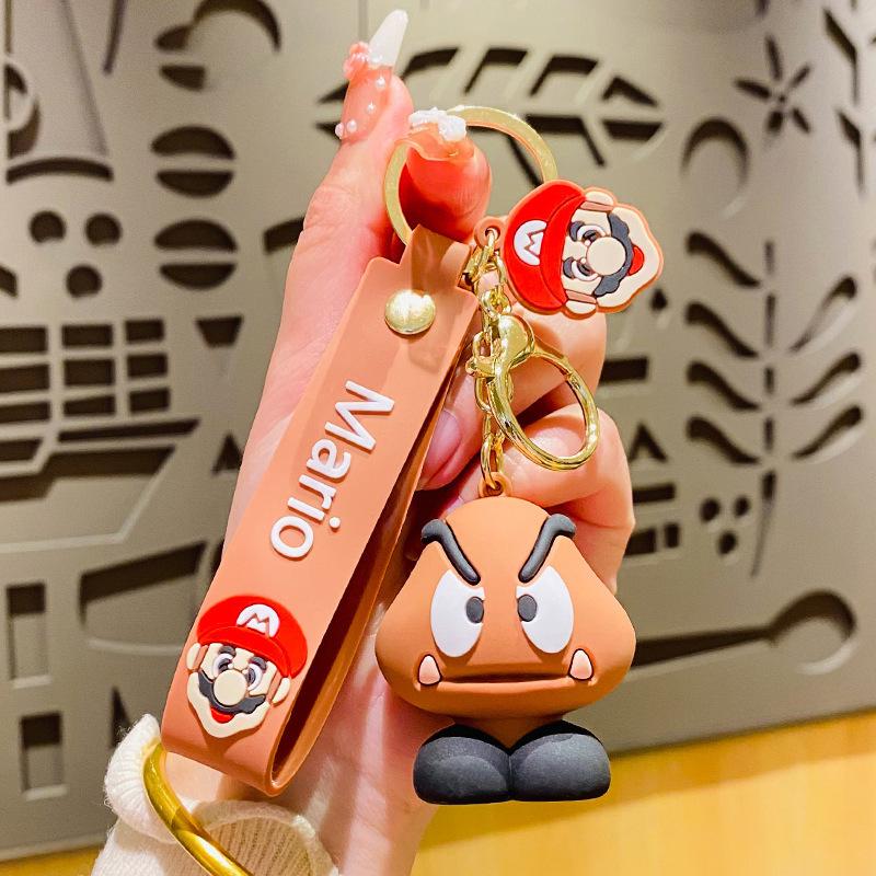 Super Mario Cartoon Keychain: Cute Mario Car Keyring & Bubble Bobble Figure Ornament