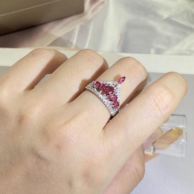 European and American Fashion Women's Crown Fashion Trend Ring Stone Inlaid Ring