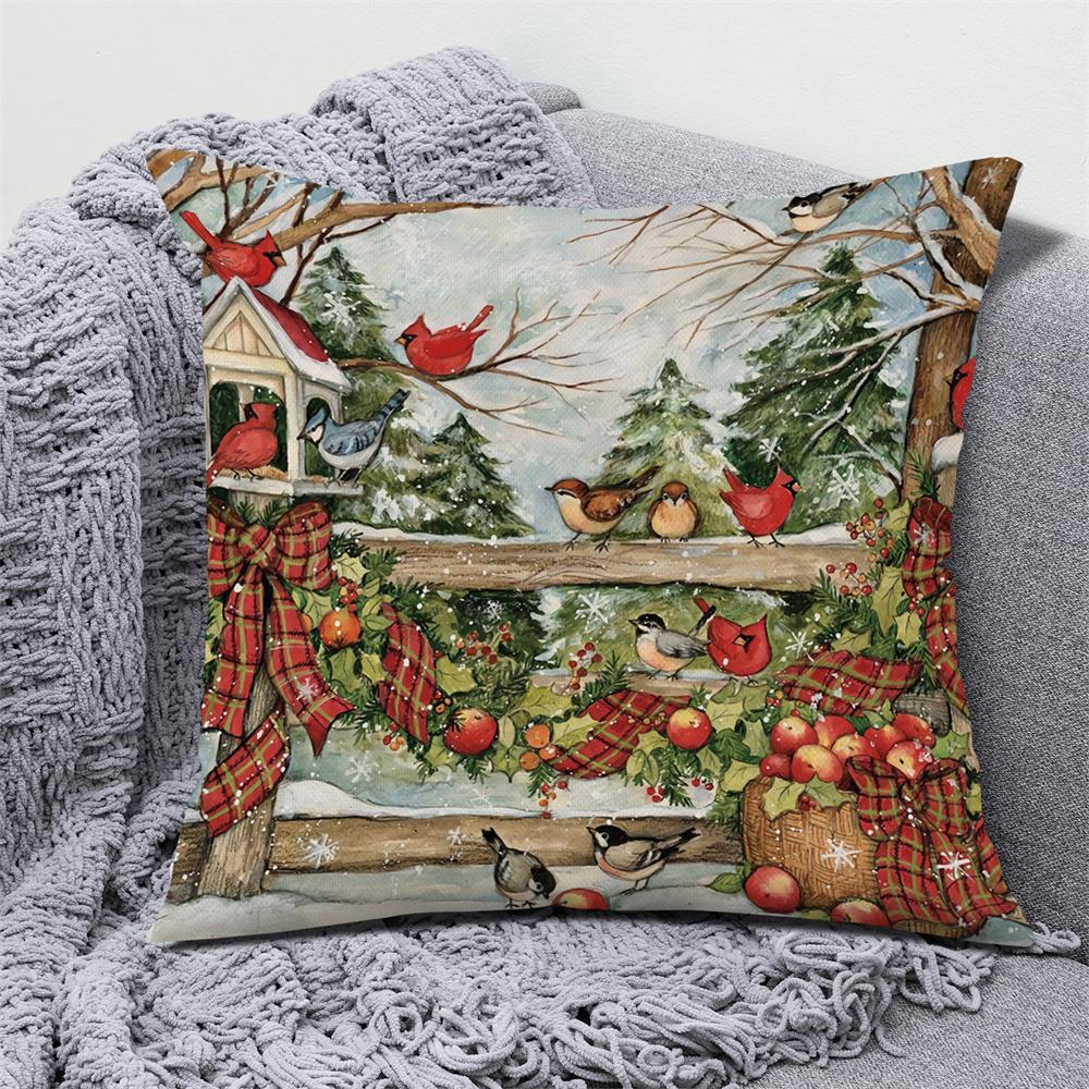 Crăciun Pom de Crăciun Fericit Cadou Husă de pernă imprimată Acasă Sufragerie Decorație Canapea Husă de pernă pătrată din poliester