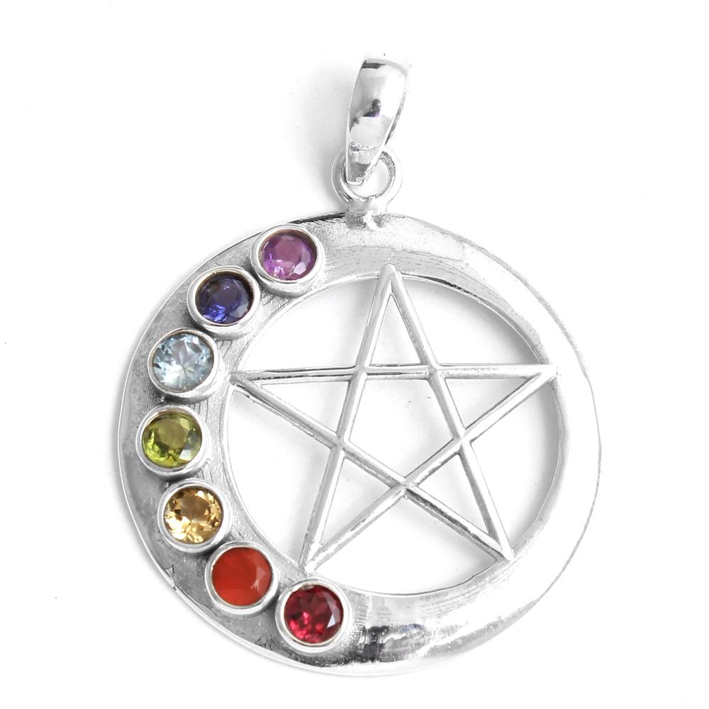Stern- und Chakra-Anhänger Reiki-Anhänger Kristallheilungs-Silberanhänger Naturedelstein Unisex-Anhänger ap4449