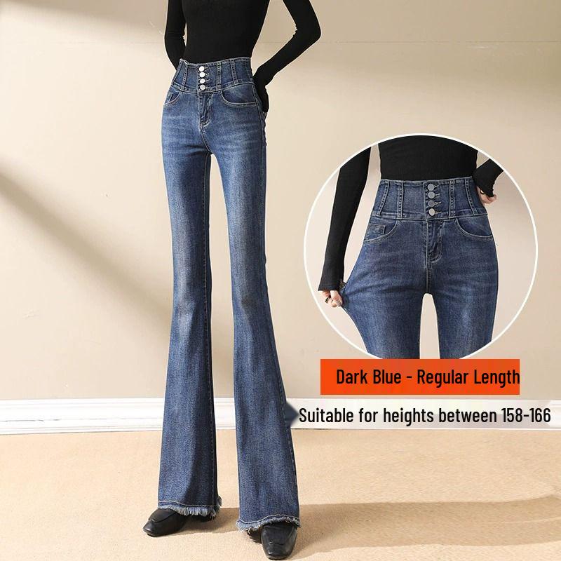 

Women s High-Waist Hip-Lifting Micro-Flare Jeans, Summer 2025, Slimming Long Pants, Tummy Control, Thin Material, Perfect for Tall Women. 26