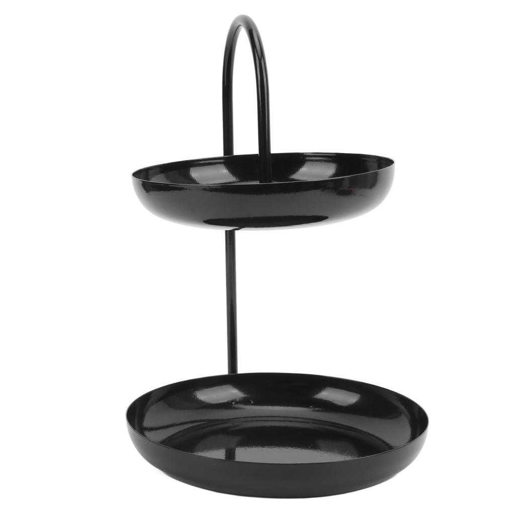 Fruit Plate Classic Black Decorative Double Layer Iron Material Fruit Storage Tray for Kitchen Home