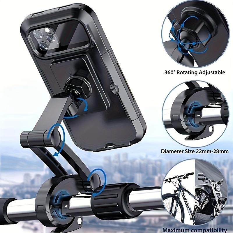 Waterproof and Shockproof Motorcycle and Bicycle Phone Holder, Universal 360° Rotatable Adjustable Motorcycle and Bicycle Phone Holder
