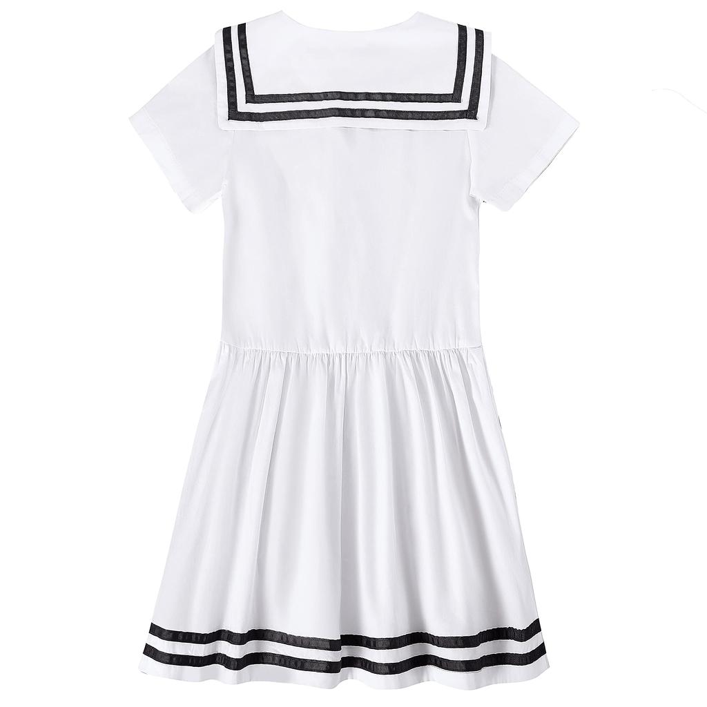 Weileenice Size Navy Perfect for Piano and School Entrance Cute White Formal Dress for Girls Children's Dress, 100, Girls' Dress, White, Weddings,