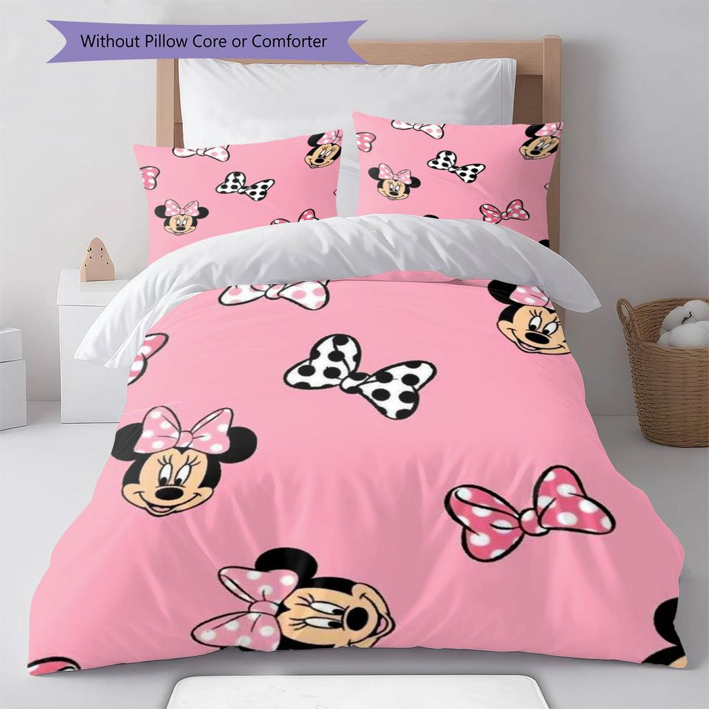 Sweet Polka Dot Minnie Mouse Pattern, The Perfect Choice for Decorating A Child's Bedroom. Warm and Comfortable Bedding Set.
