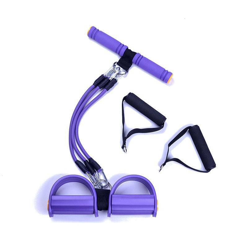 Gym Fitness Training Equipment Sit up Abdominal Exercise Three Tube Pull Rope Pedal Tensioner one size фиолетовый
