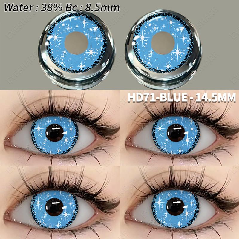 Eyeshare Cosplay Farbkontaktlinsen für Augen Halloween-Linsen Blaue Augenkontaktlinsen Schwarze Linsen Jahreslinsen 14,5 mm